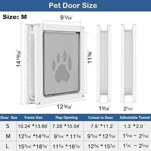 CEESC Medium Dog Door 9.06"x11.38" | Weatherproof, Durable, Fits Doors 1.19"–2.06" thumbnail 5