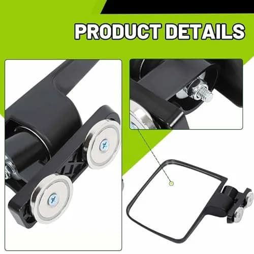 KUAFU Magnetic Tractor Mirrors Compatible with John Deere & More | 360° Adjustable, Heavy-Duty Plastic & Glass, Easy Magnet Mounting thumbnail 5