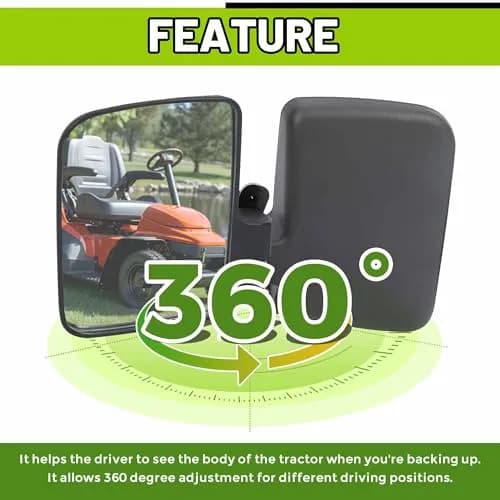 KUAFU Magnetic Tractor Mirrors Compatible with John Deere & More | 360° Adjustable, Heavy-Duty Plastic & Glass, Easy Magnet Mounting thumbnail 3