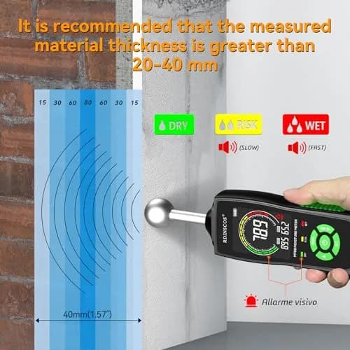 RDINSCOS Ball Probe Moisture Meter with LED Flashlight | Detects Hidden Moisture in Drywall, Wood, Concrete (18cm Length) thumbnail 3