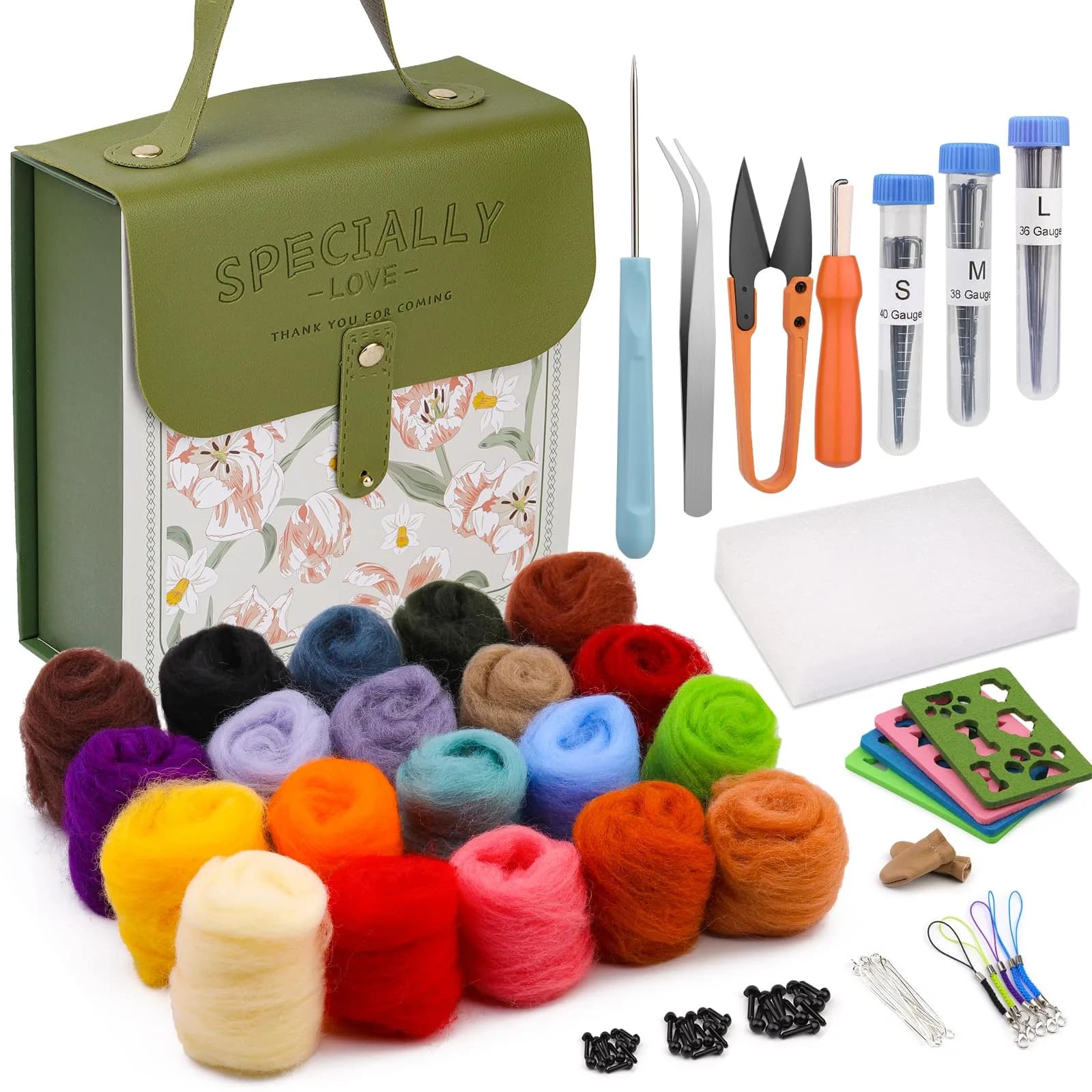 Mayboos Needle Felting Kit, Wool Roving 20 Colors Set | Complete DIY Craft Kit for Wool Art - main product image