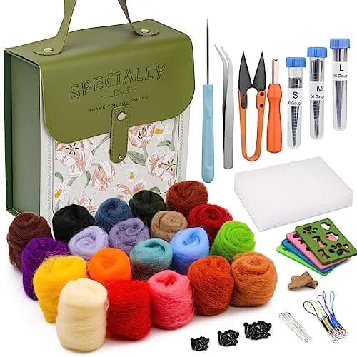 Mayboos Needle Felting Kit, Wool Roving 20 Colors Set | Complete DIY Craft Kit for Wool Art thumbnail 1