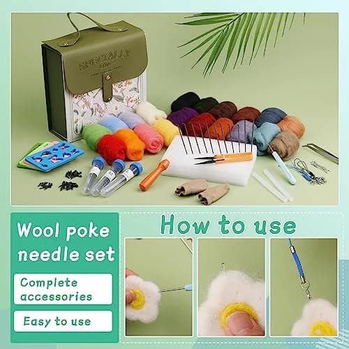 Mayboos Needle Felting Kit, Wool Roving 20 Colors Set | Complete DIY Craft Kit for Wool Art thumbnail 5