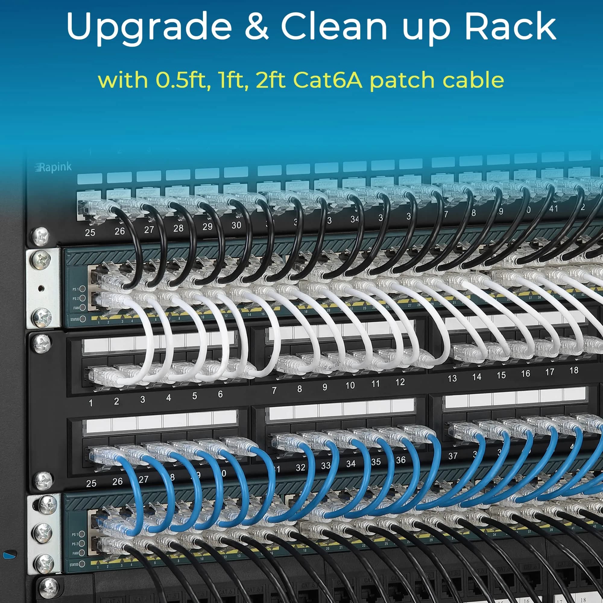 Rapink Cat6a Ethernet Patch Cables 24 Pack Slim 28AWG | High Speed Network Connectivity - view 7