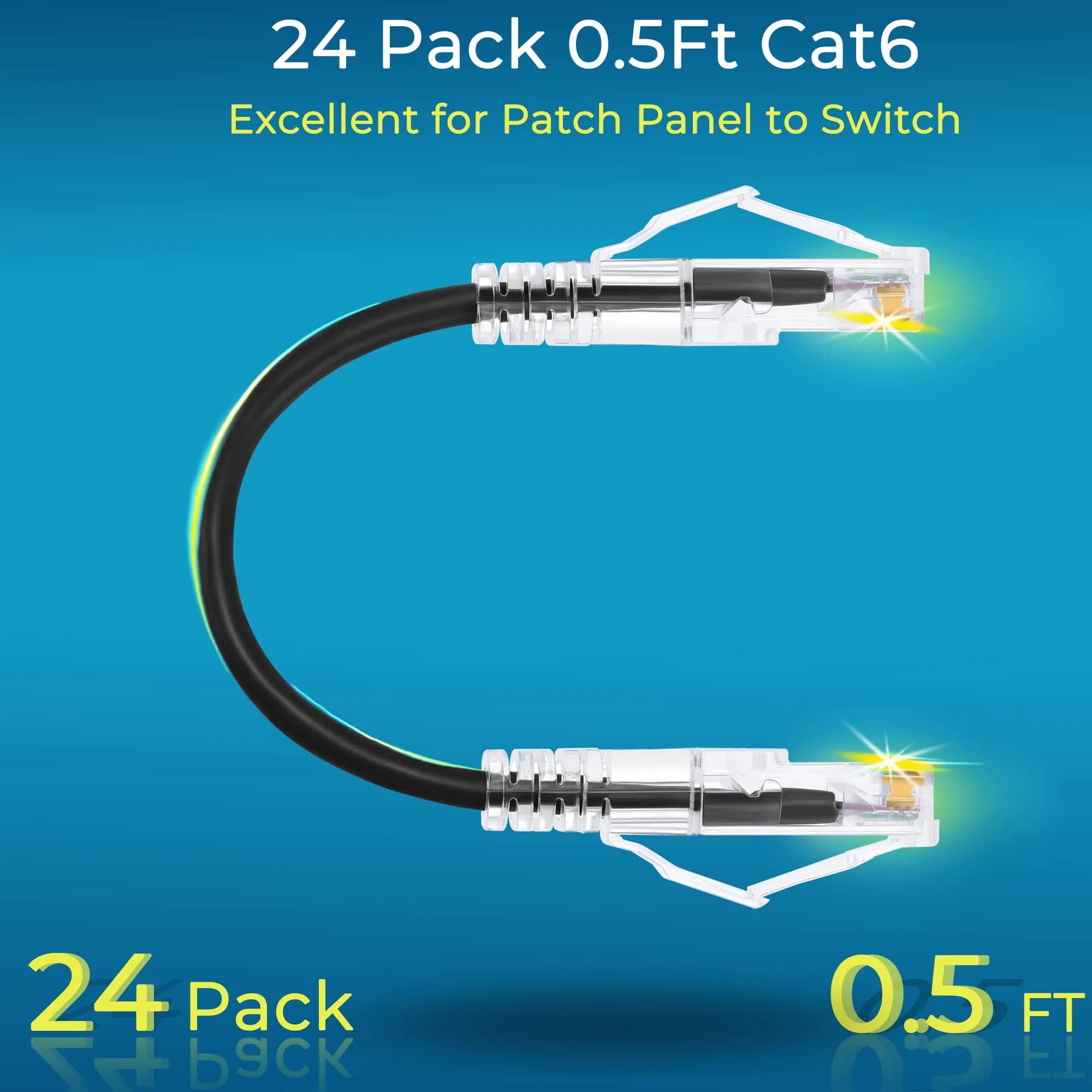 Rapink Cat6a Ethernet Patch Cables 24 Pack Slim 28AWG | High Speed Network Connectivity - view 2