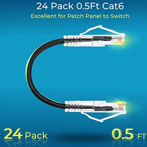 Rapink Cat6a Ethernet Patch Cables 24 Pack Slim 28AWG | High Speed Network Connectivity thumbnail 2