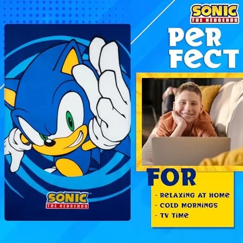 Get Trend Sonic The Hedgehog Throw Blanket for Kids, 100x150 cm (39x59 in) | Soft Warm Vibrant Fleece for Couch, Bed, Travel thumbnail 3