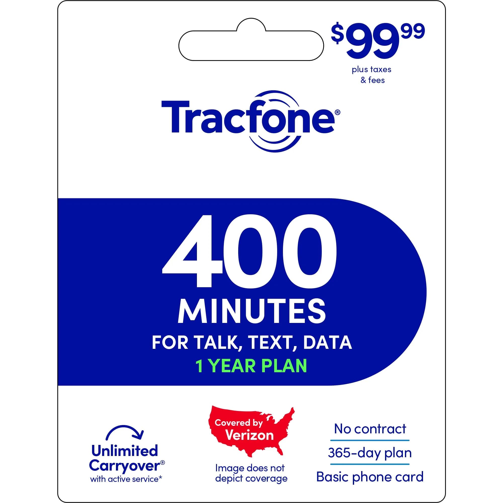 Tracfone $99.99 Annual Prepaid Card 365 Service Days | Verizon Network for Basic Phones
