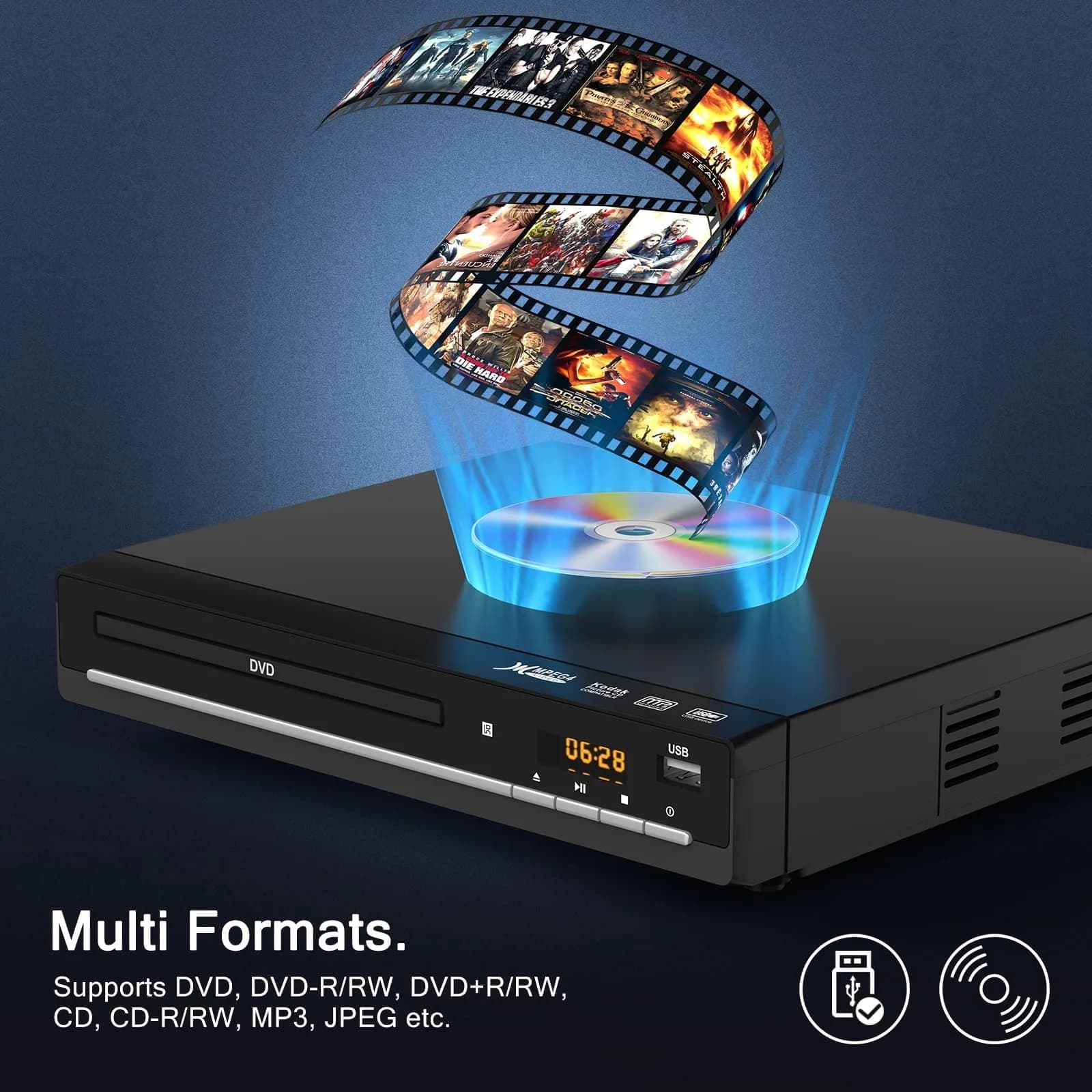 WSJSYH Region-Free DVD Player with HDMI 1080P Upscaling | Plays All Regions & Formats, USB Input - view 2