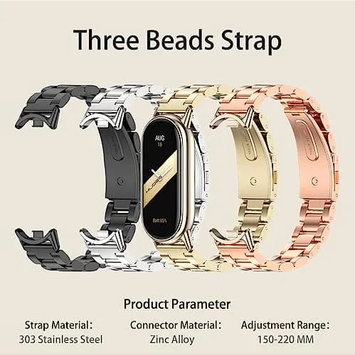 MIJOBS Stainless Steel Strap for Xiaomi Mi Band 8/9/10 | Breathable, Beads Style, Premium Material thumbnail 9