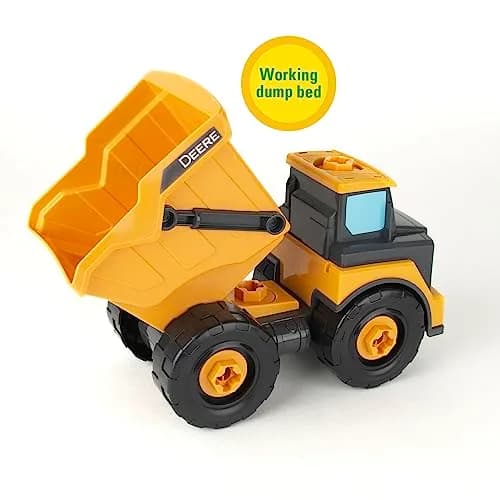 Build-A-Buddy John Deere Dump Truck Toy 24.13cm (9.5in) | STEM Building Toy with Spinning Drill thumbnail 5