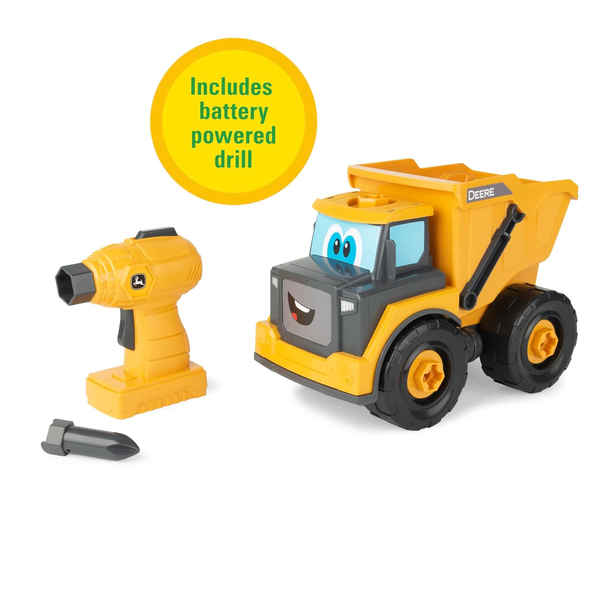 Build-A-Buddy John Deere Dump Truck Toy 24.13cm (9.5in) | STEM Building Toy with Spinning Drill - view 6