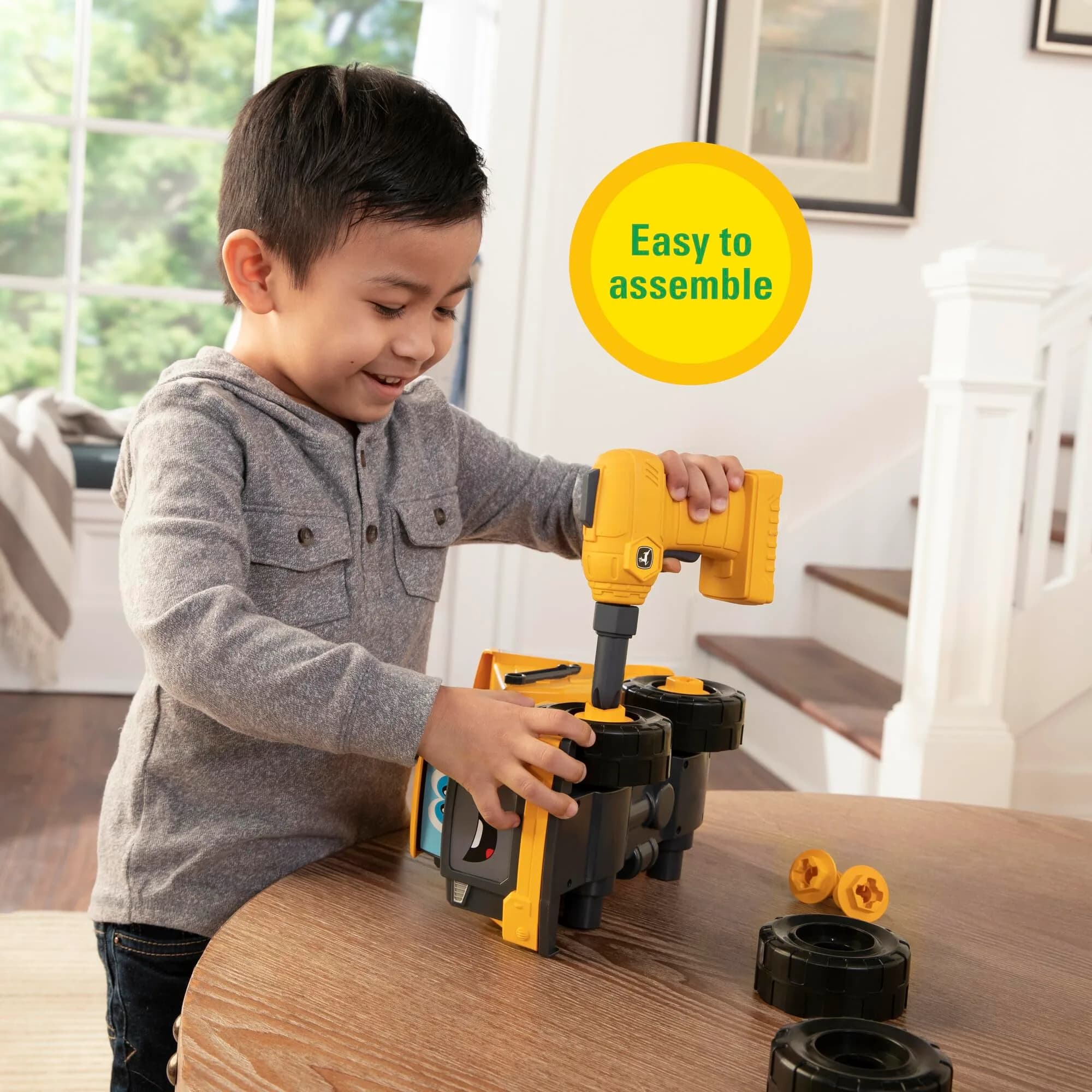 Build-A-Buddy John Deere Dump Truck Toy 24.13cm (9.5in) | STEM Building Toy with Spinning Drill - view 2