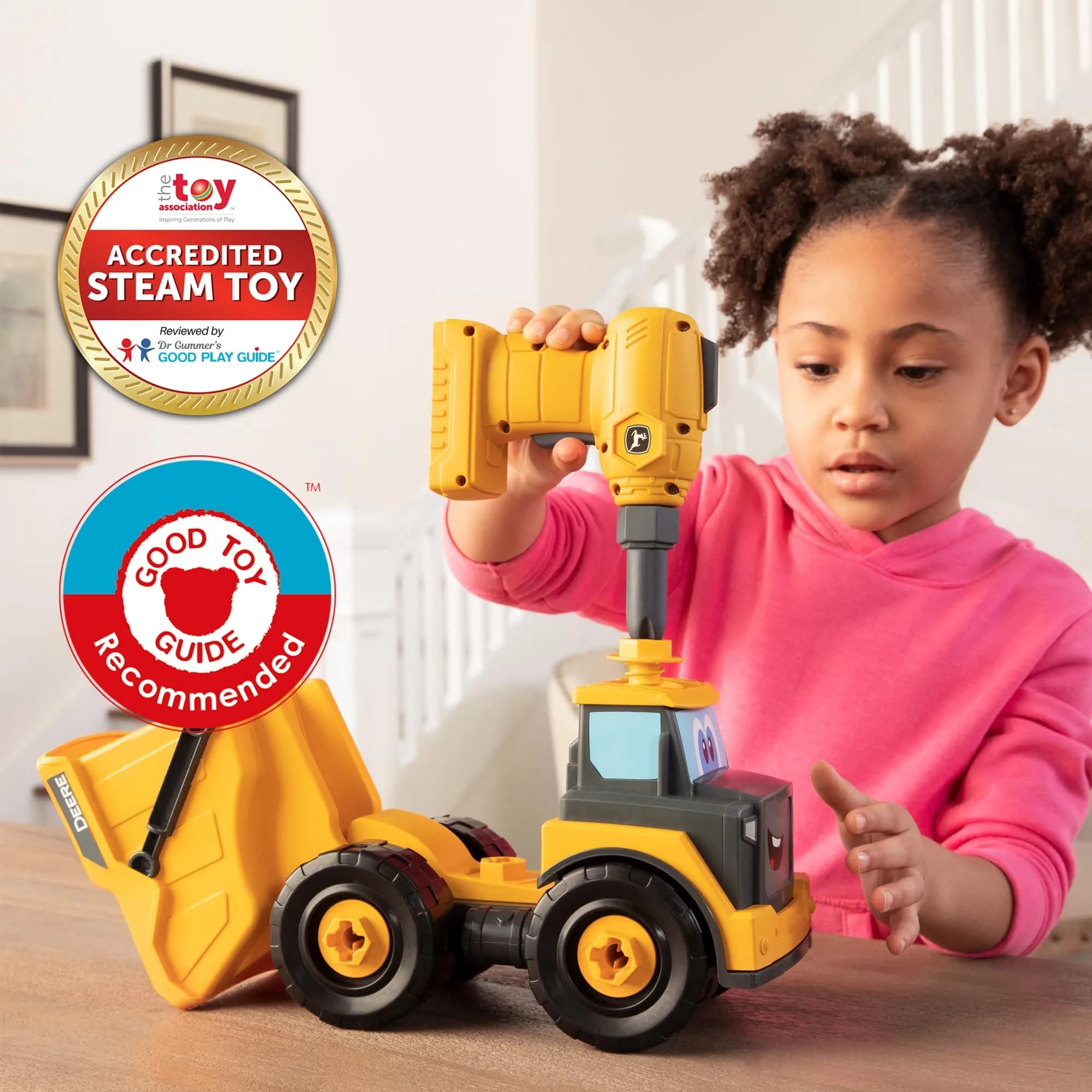 Build-A-Buddy John Deere Dump Truck Toy 24.13cm (9.5in) | STEM Building Toy with Spinning Drill - view 3