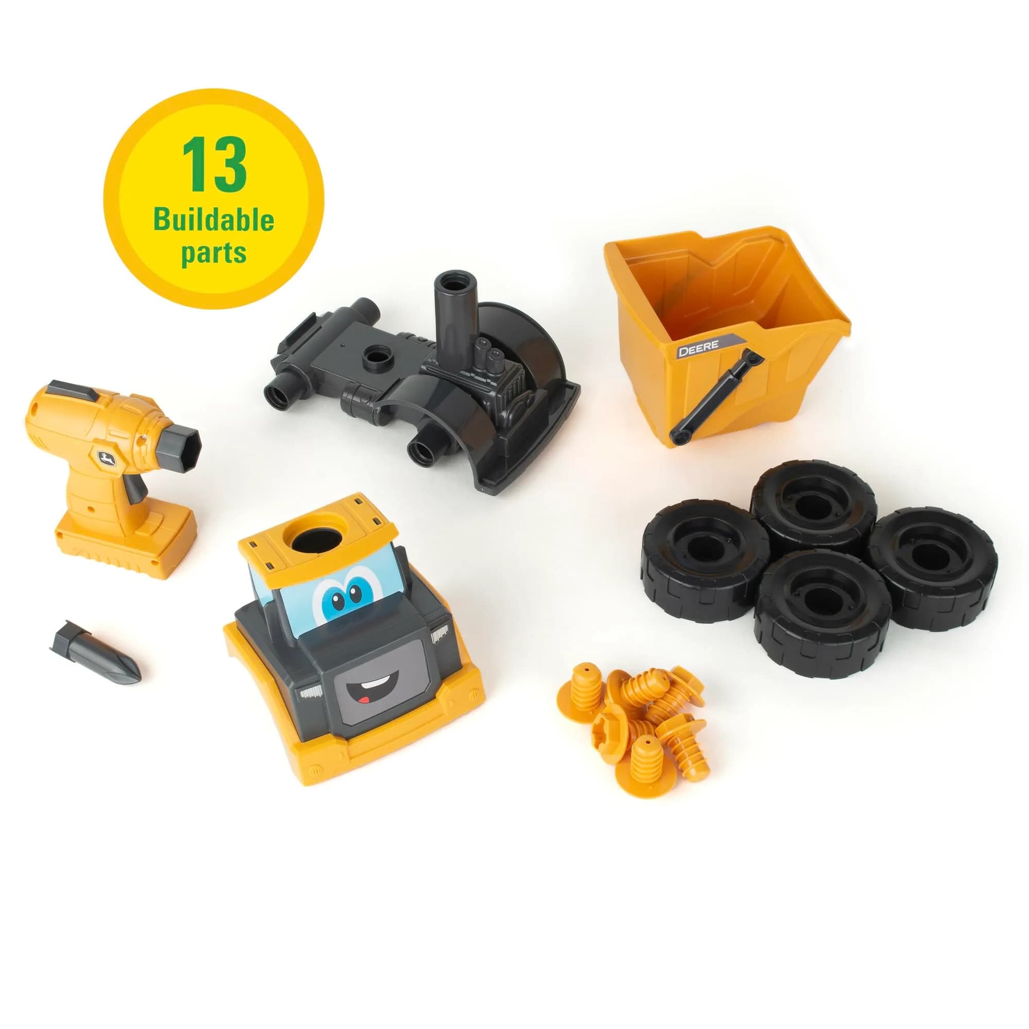 Build-A-Buddy John Deere Dump Truck Toy 24.13cm (9.5in) | STEM Building Toy with Spinning Drill - view 4