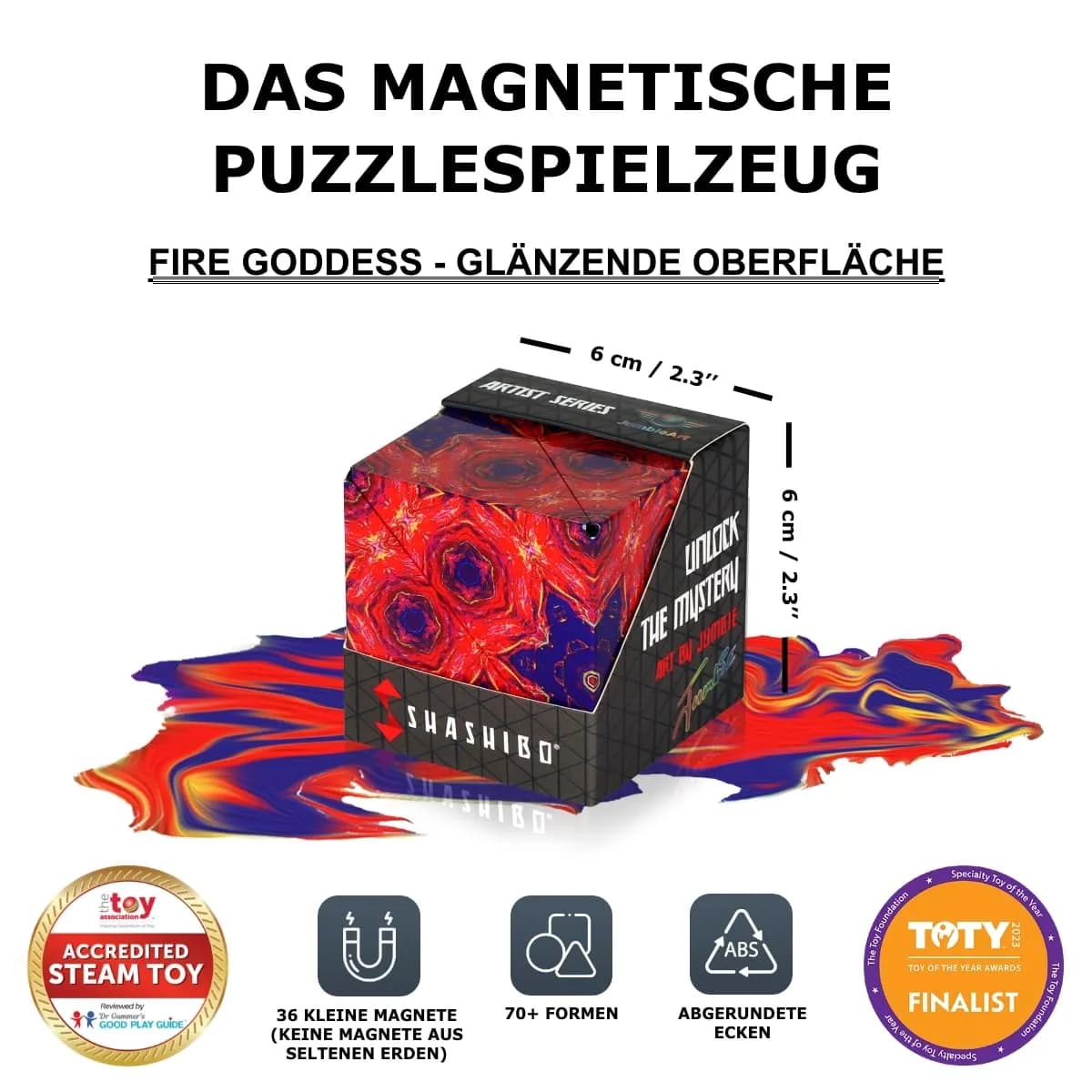 Shashibo Infinity Cube Sensory Fidget Toy for Adults & Kids, Fire Goddess Dodeca | 100+ Shapes - view 2