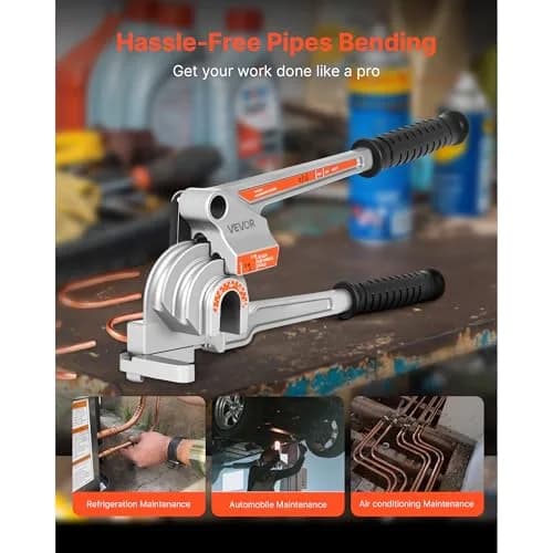VEVOR 3-in-1 Pipe Tube Bender 1/4" 3/8" 1/2" OD | Bends 0-180° for Copper Aluminum Pipes thumbnail 2