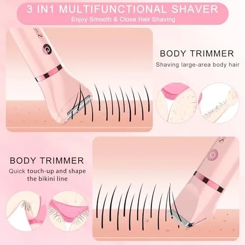 Scttomon Electric Lady Shaver for Women - Painless Razor, Bikini Trimmer, Facial Hair Removal, Body Trimmer for Face, Legs, Underarm, Pubic - Wet and Dry 3 in 1 thumbnail 4