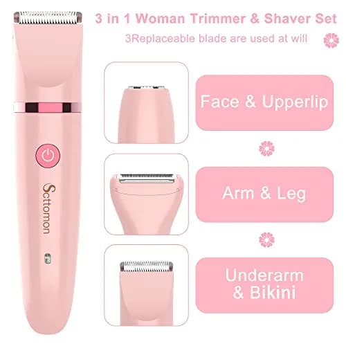 Scttomon Electric Lady Shaver for Women - Painless Razor, Bikini Trimmer, Facial Hair Removal, Body Trimmer for Face, Legs, Underarm, Pubic - Wet and Dry 3 in 1 thumbnail 3