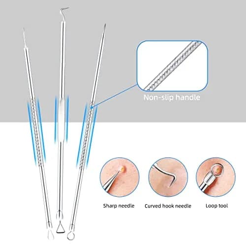 yuntop Blackhead Remover Tool Kit 5 Pack Stainless Steel | Professional Face Nose Extractor (70-120 chars) thumbnail 4