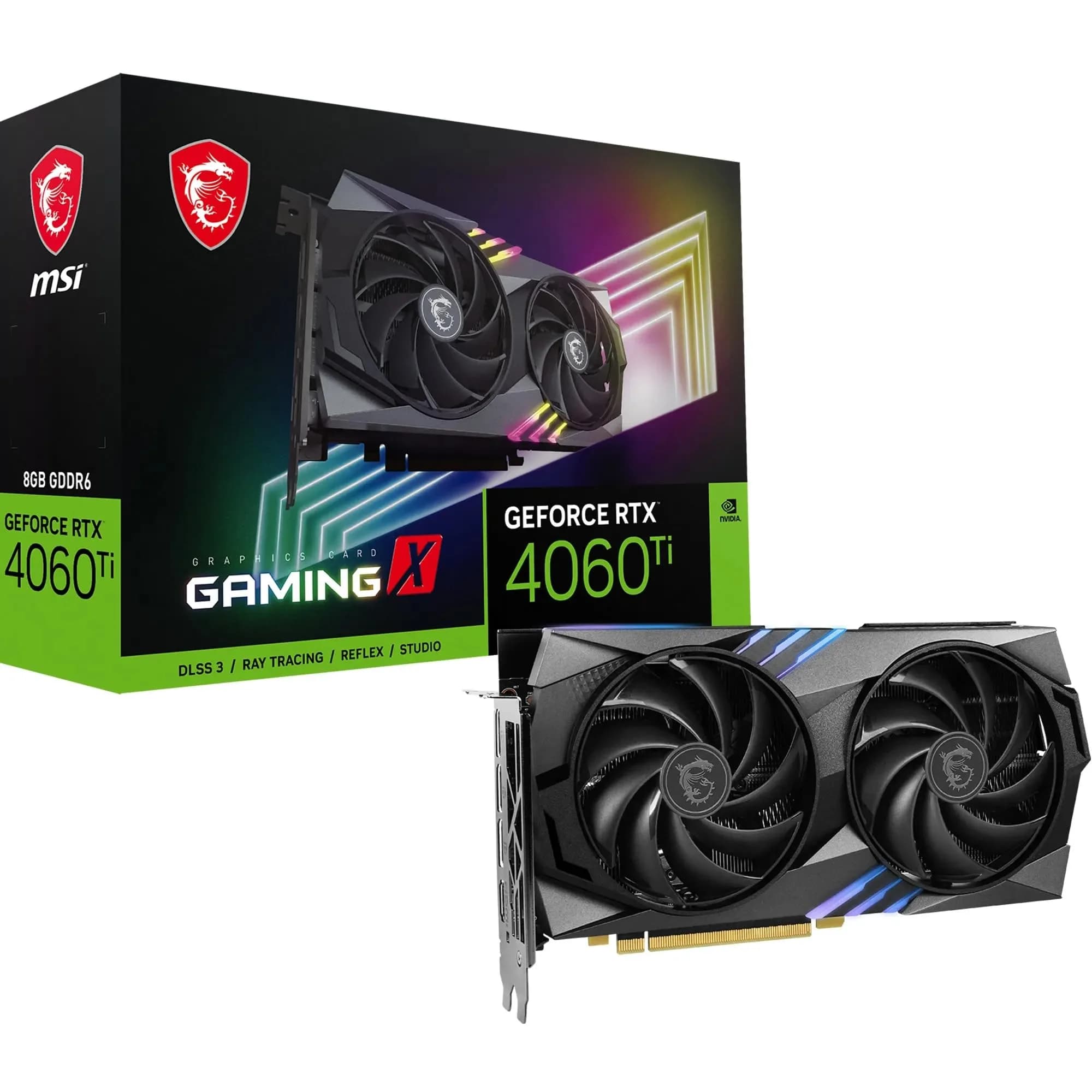 MSI GeForce RTX 4060 Ti GAMING X 8G Graphics Card | 8GB GDDR6 PCIe 4.0 Twin FROZR 9 RGB — GeForce RTX 4060 Ti GAMING X 8G