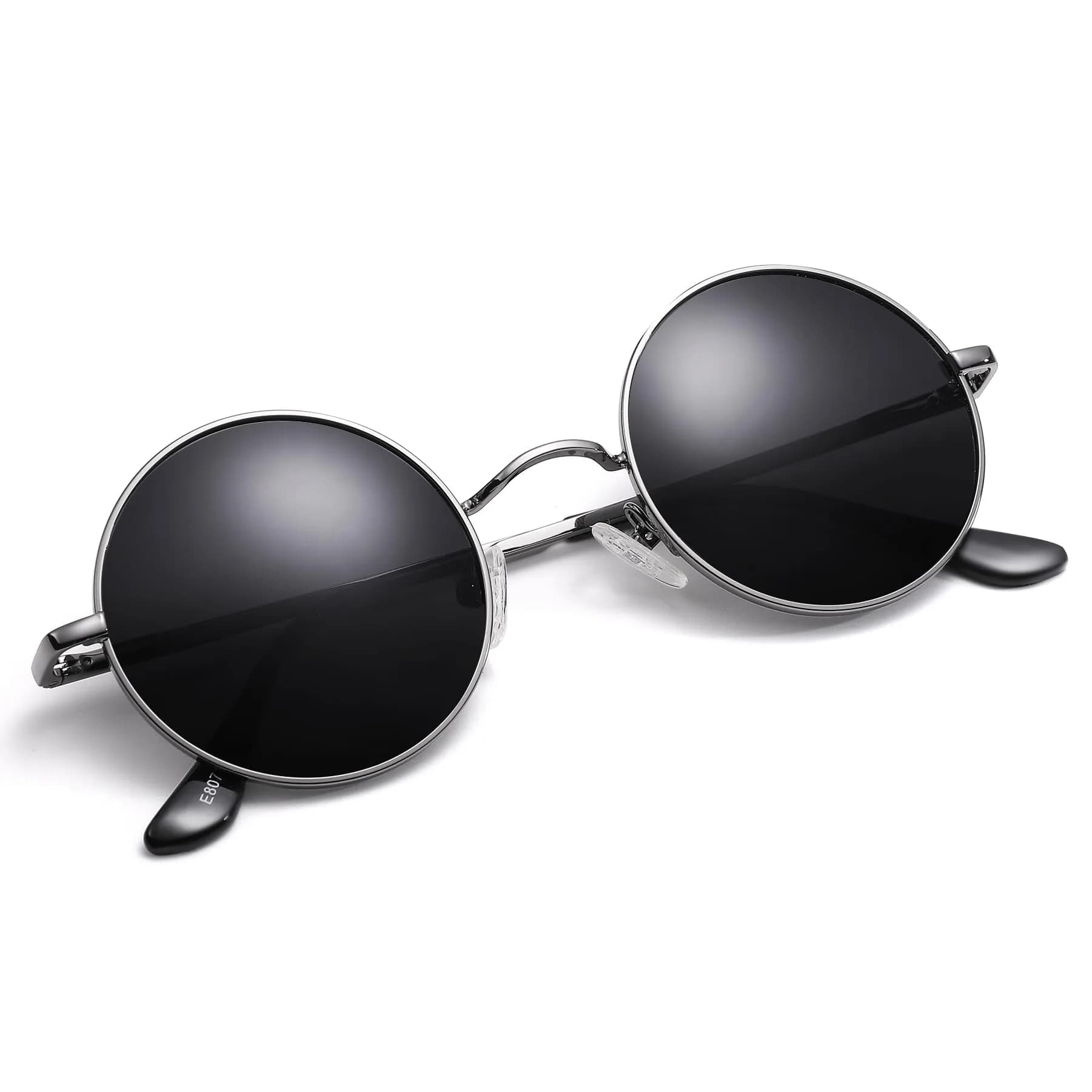 Pro Acme Small Round Polarized G2 Gunmetal Frame Black Lens Sunglasses UV400 - view 2