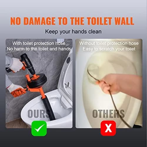 VEVOR Drain Auger 25Ft | Plumbing Snake with Drill Attachment for Clogs in Kitchen & Bathroom thumbnail 6