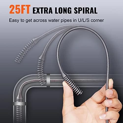 VEVOR Drain Auger 25Ft | Plumbing Snake with Drill Attachment for Clogs in Kitchen & Bathroom thumbnail 3