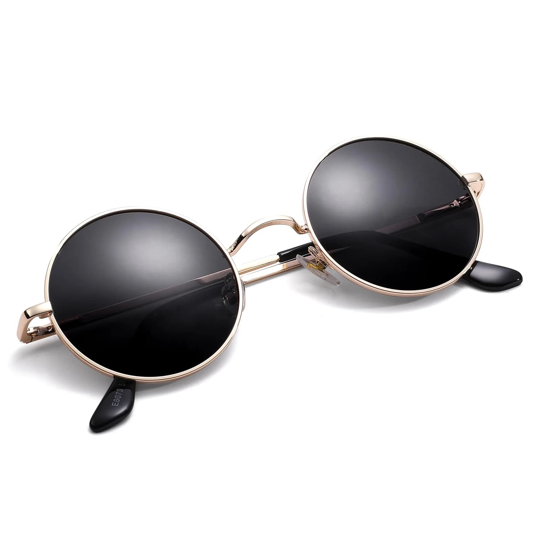 Pro Acme Small Round Polarized Sunglasses | Gold Frame, Black Lens | UV400 Protection - main product image