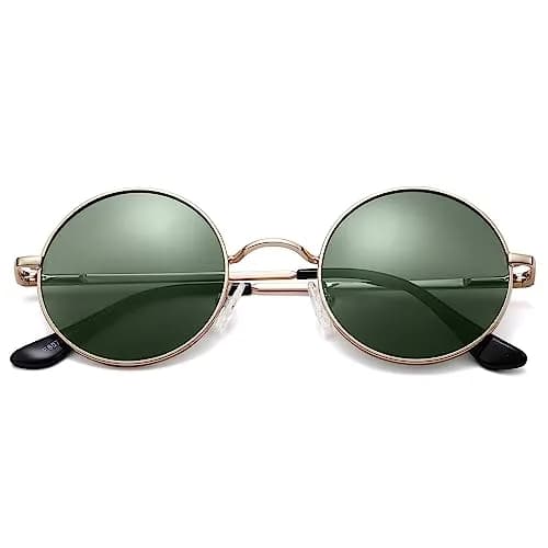 Pro Acme Small Round Polarized Sunglasses - Gold Frame, G15 Green Lens, UV400 Protection thumbnail 1