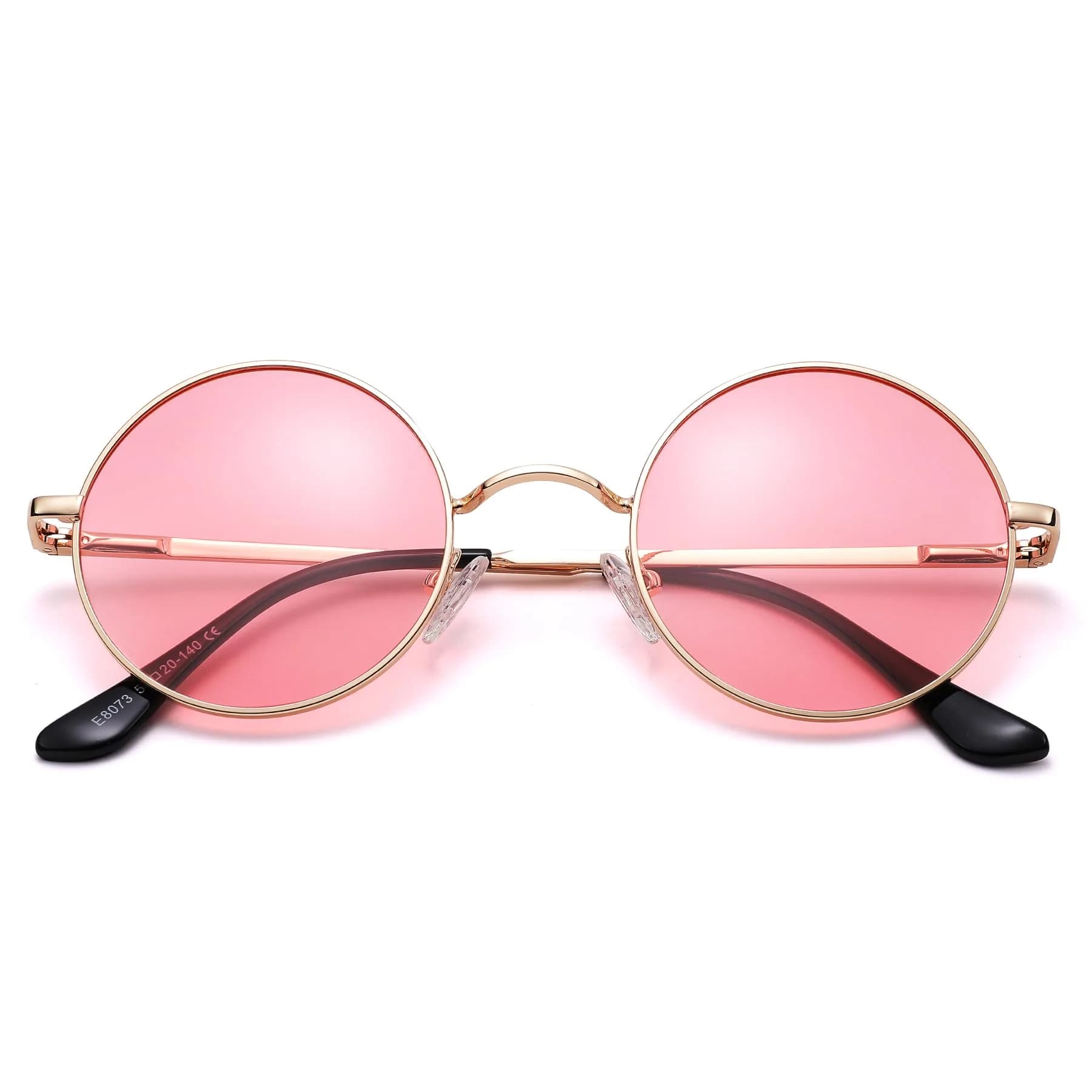 Pro Acme Small Round Sunglasses: Gold Frame with Transparent Pink Lens, Polarized UV400 - main product image