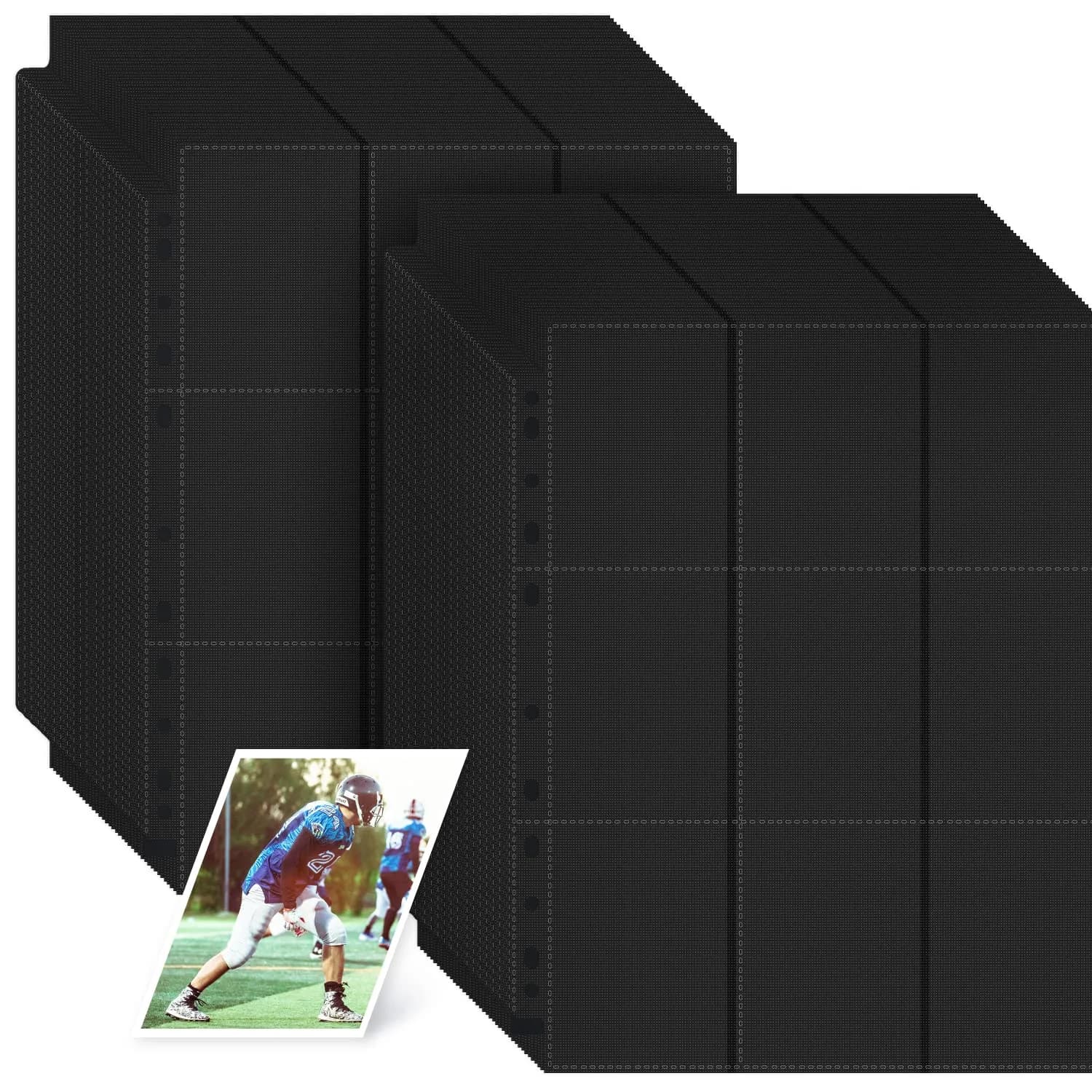 superaimi 900 Pocket Trading Card Pages | Double-Sided Binder Sheets for Standard Size Cards, Waterproof & Dustproof (50 pages) — Black