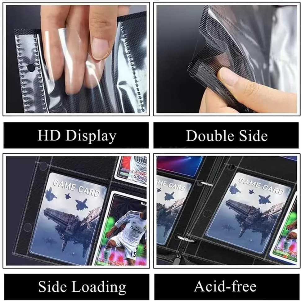 superaimi 1800 Pockets Trading Card Sleeves Pages, Double-Sided Binder Sheets 2.5" x 3.5" | Acid-Free Polypropylene thumbnail 3