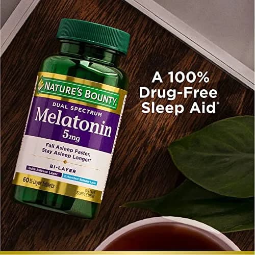 Nature's Bounty Melatonin 5mg Dual Spectrum Bi-Layer Tablets 120 Count (Pack of 2) | Promotes Relaxation and Sleep Health thumbnail 4