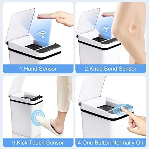 Anborry White Touchless Trash Can 4 Gallon | Infrared Sensor, Sealed Lid for Bathroom & Kitchen thumbnail 5