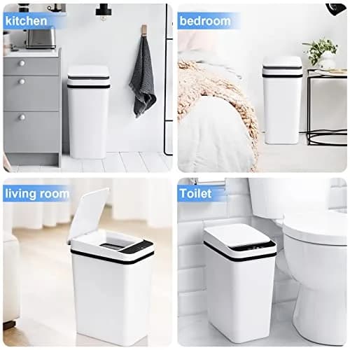 Anborry White Touchless Trash Can 4 Gallon | Infrared Sensor, Sealed Lid for Bathroom & Kitchen thumbnail 7