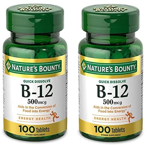 Nature's Bounty Vitamin B12 Tablets 500mcg (200 Count Total) | Supports Energy Metabolism & Nervous System Health thumbnail 1