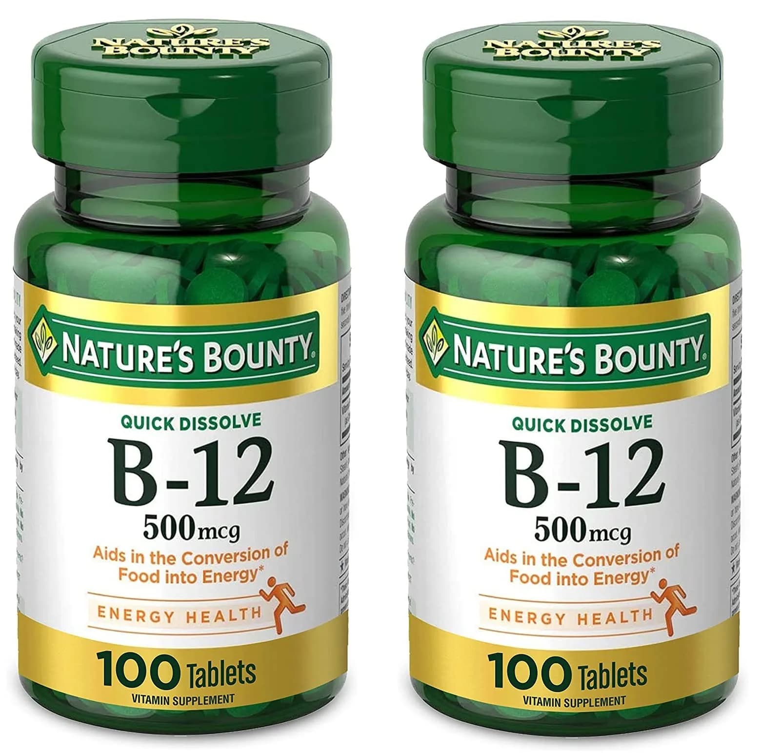 Nature's Bounty Vitamin B12 Tablets 500mcg (200 Count Total) | Supports Energy Metabolism & Nervous System Health - main product image