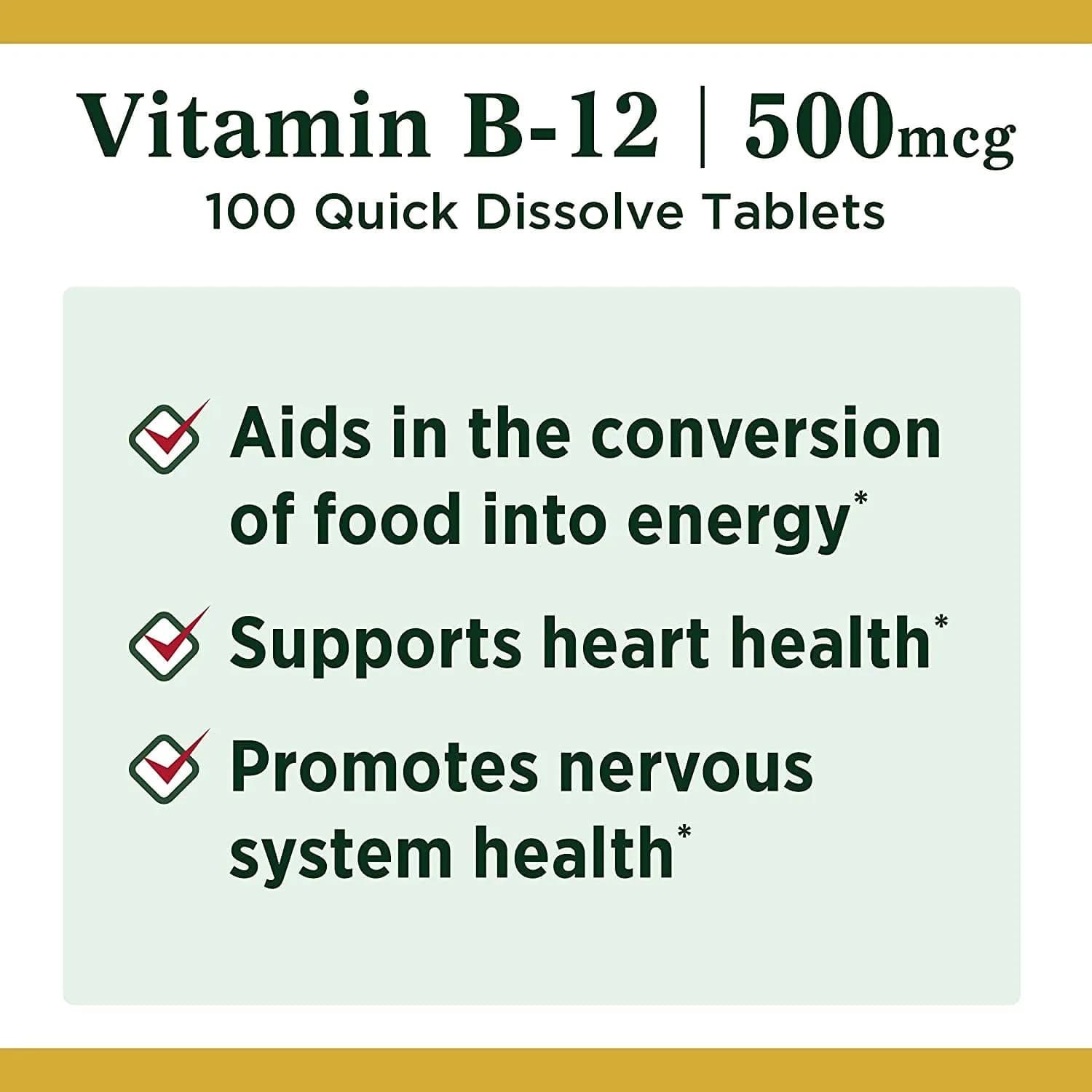 Nature's Bounty Vitamin B12 Tablets 500mcg (200 Count Total) | Supports Energy Metabolism & Nervous System Health - view 3