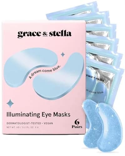 grace & stella Blue Under Eye Mask for Dark Circles & Puffy Eyes, Vegan Gel Eye Patches (6 Pairs) | Award Winning Self Care - main product image
