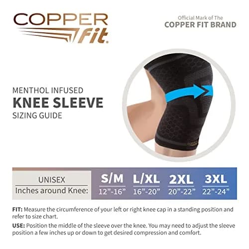 Copper Fit ICE Knee Sleeve S/M (12"-16") Black | FDA Approved Orthopedic Brace for Joint Pain Relief thumbnail 4