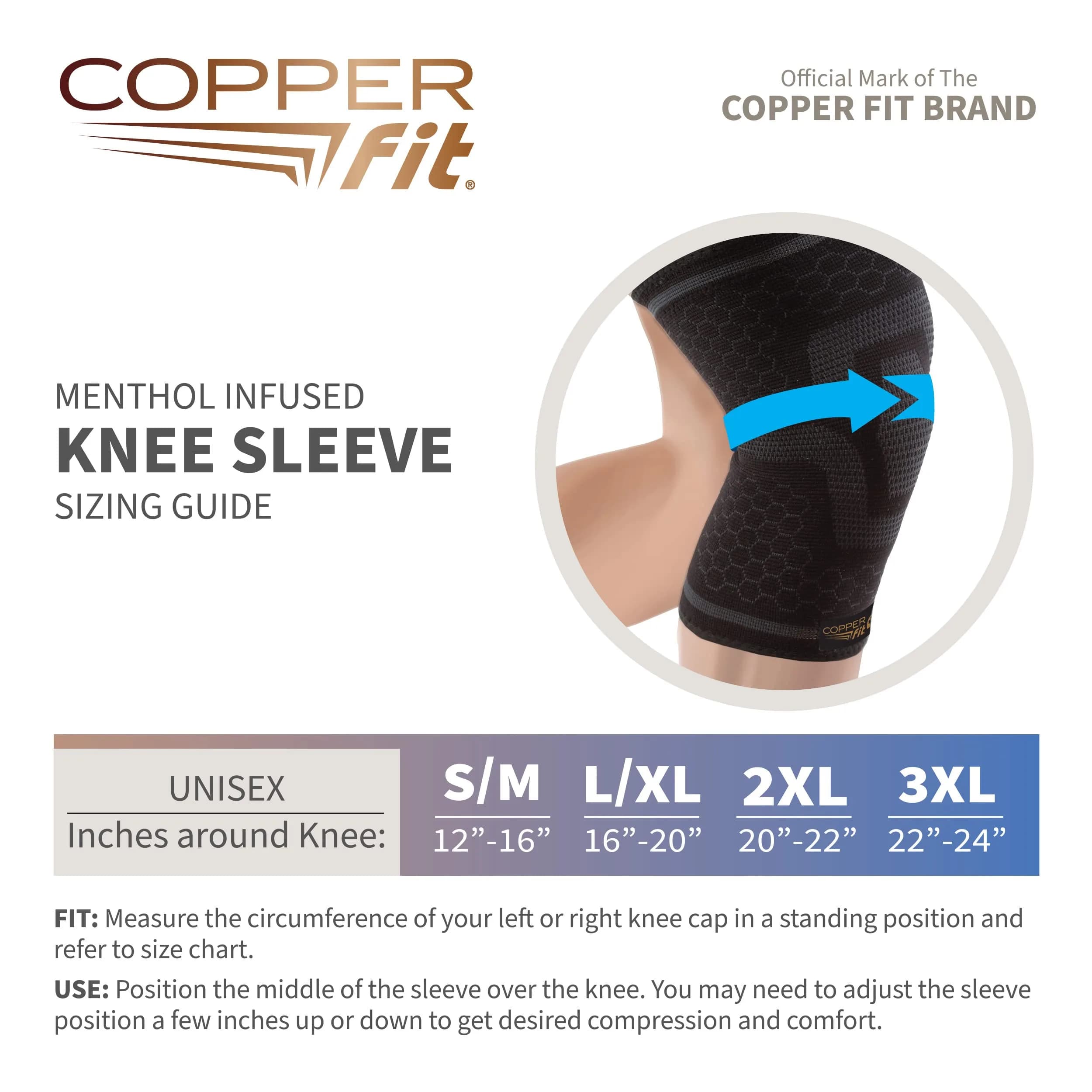 Copper Fit ICE Knee Sleeve S/M (12"-16") Black | FDA Approved Orthopedic Brace for Joint Pain Relief - view 4