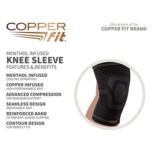 Copper Fit ICE Knee Sleeve S/M (12"-16") Black | FDA Approved Orthopedic Brace for Joint Pain Relief thumbnail 3