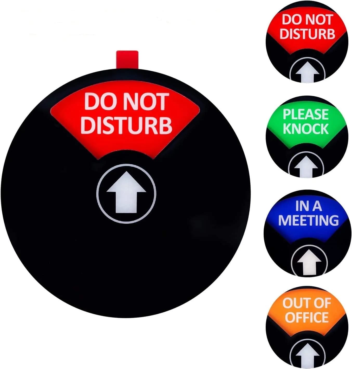 Kichwit Privacy Sign for Office Door, Do Not Disturb, Out of Office, Please Knock, in a Meeting, Conference Sign for Offices (Black, 2 Pack) | 5 inch Diameter - view 2