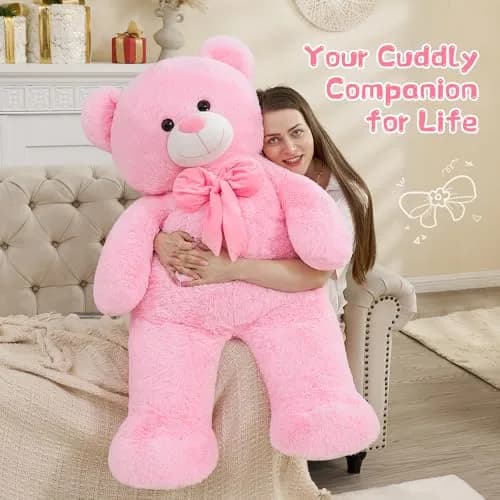Tezituor Giant Teddy Bear 120 cm (47 Inch) Pink | Soft Plush Toy for Kids & Gifts thumbnail 4