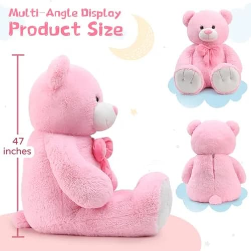 Tezituor Giant Teddy Bear 120 cm (47 Inch) Pink | Soft Plush Toy for Kids & Gifts thumbnail 3