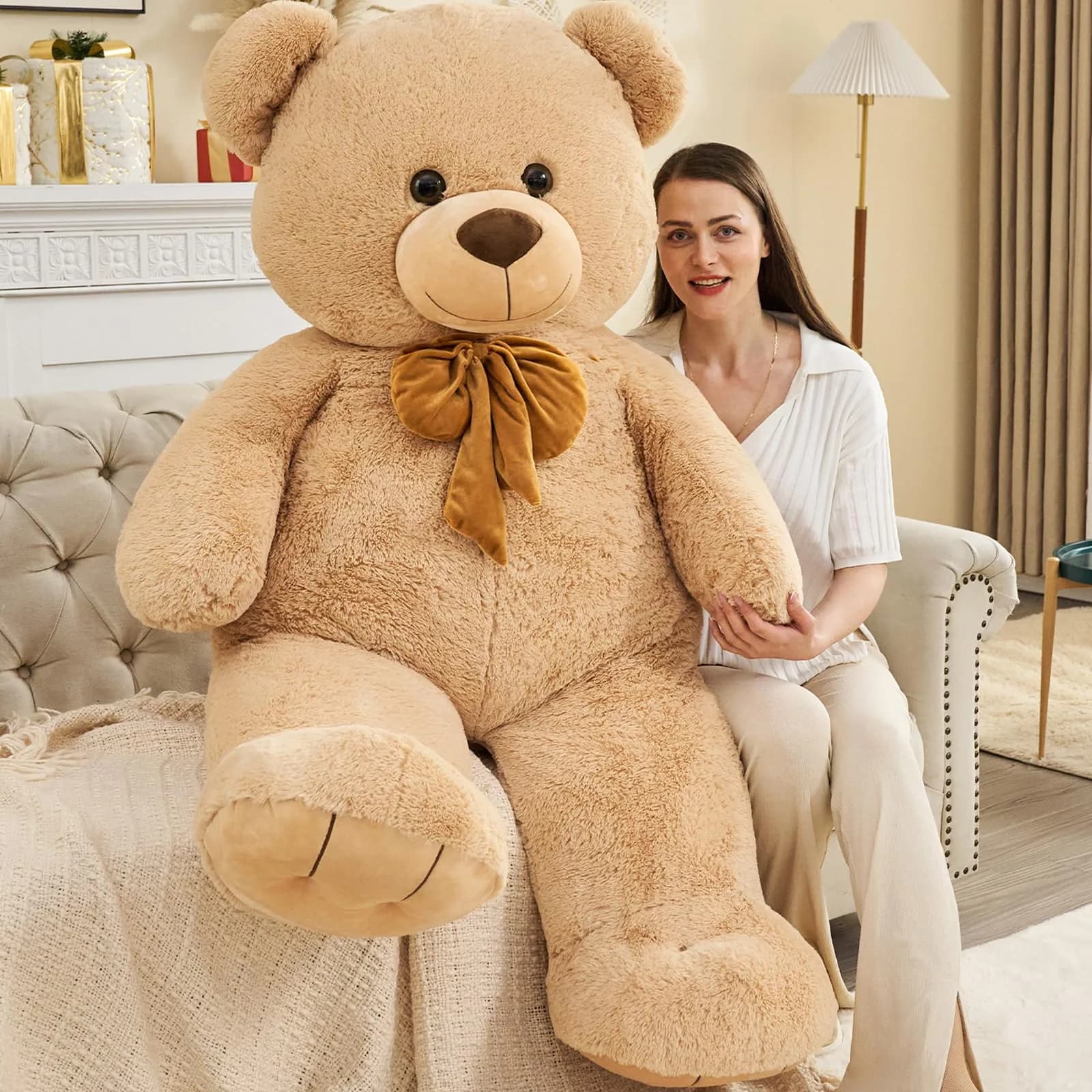 Tezituor Giant Teddy Bear 5 Feet (150 cm / 5.98 kg) | Soft Huggable Plush Toy for Kids & Girlfriends — Brown