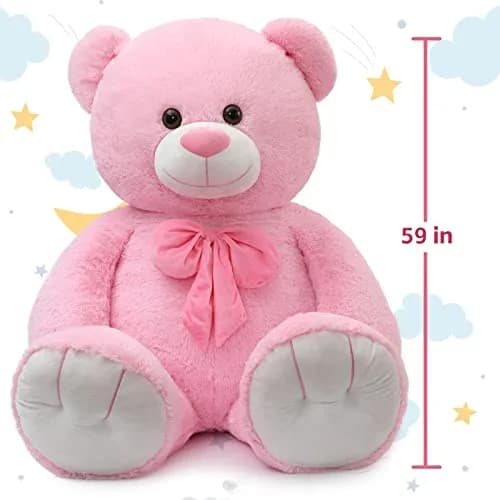 Tezituor Giant Teddy Bear 5 Feet (150 cm / 59 Inch) Pink | Soft, Huggable, Safe for Kids thumbnail 5