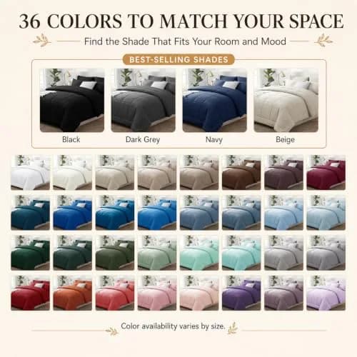 CozyLux Queen Comforter Set Black | All-Season Microfiber Bedding in a Bag thumbnail 9