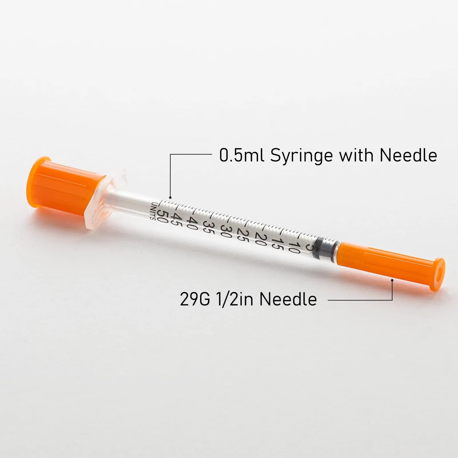 JIBENGAO 0.5cc Syringes with Needles 29Ga 1/2" (12.7mm) - Pack of 50 | Lab Dispensing & Refilling - view 2